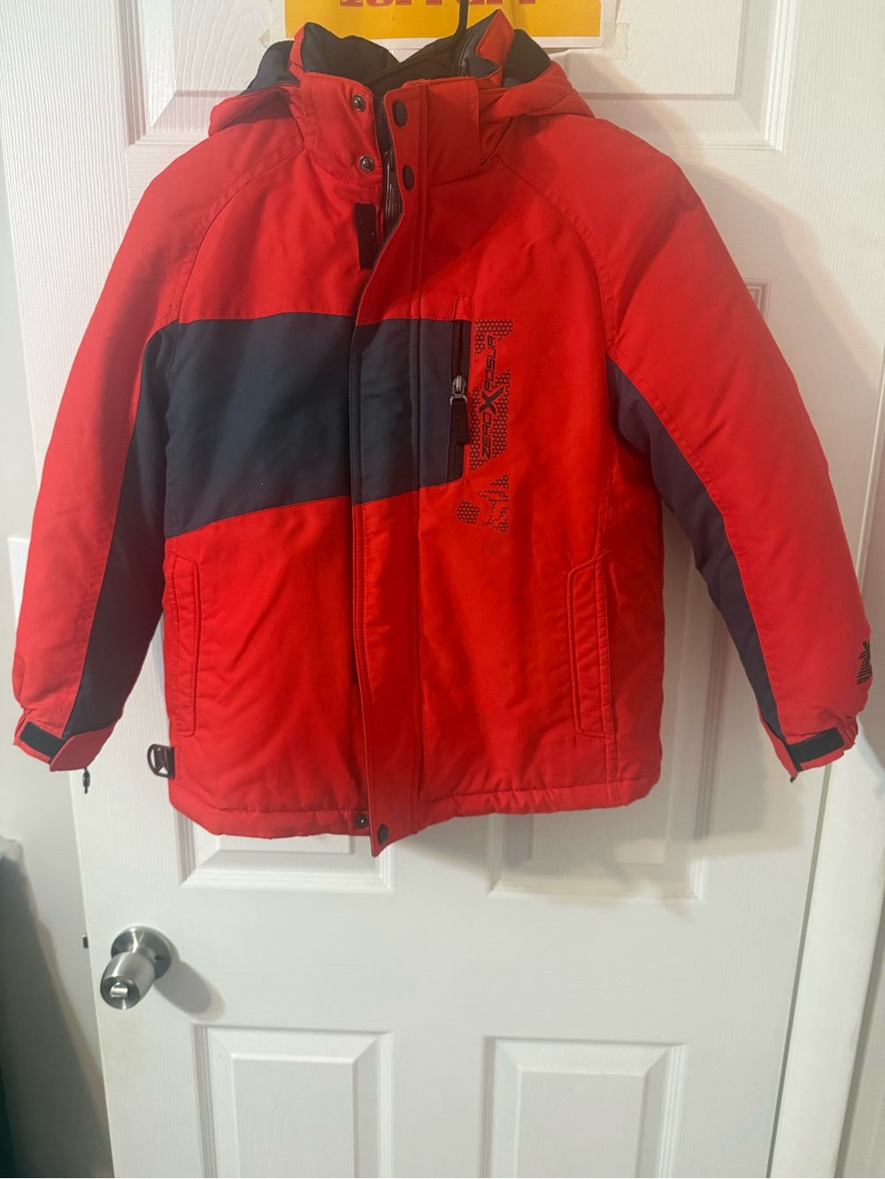 Kids Red and Gray Insulated Hooded Puffer Jacket